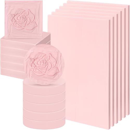 Innconee 18 Pcs Rubber Stamp Carving Blocks Linoleum Blocks, Pink - color: Pink