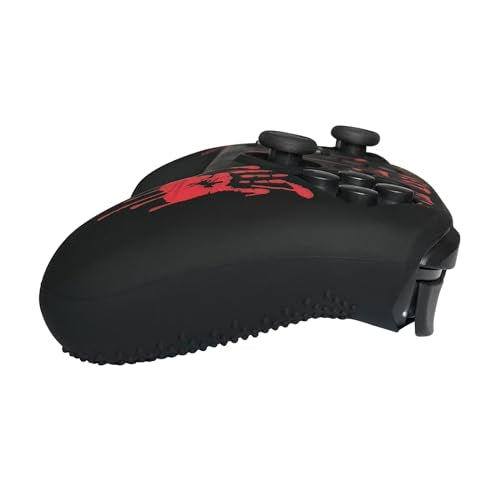 RALAN Laser Blood Handprint Design Controller Skin with 4 Thumb Grips for Switch Pro Controller, Anti-Slip Silicone Controller Cover Protector Case, Red - color: Red
