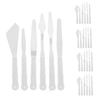 AUEAR, 5 Sets 30 Pack Plastic Spatula Palette Knives, 6 Styles for Oil Painting