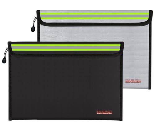 2PCS 13.4"x9.4" Fireproof Document Bag with Zipper Home Office Travel Fireproof Safe Storage for A4 Document File Cash Valuables Jewelry Passport Currency Tablet Power Bank Lipo Battery - size: 34*24cm