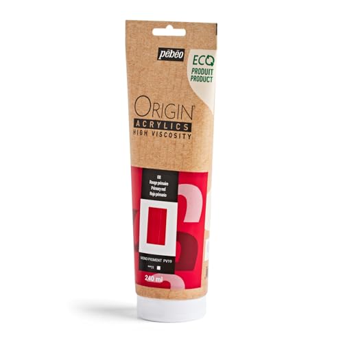 PEBEO Origin 240ml (8.11 oz) Acrylic Paint, Primary Red - color: Primary Red