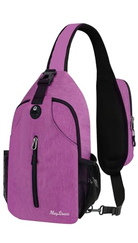 MAYLISACC Sling Bag Reversible Crossbody Chest Daypack Lightweight Hiking - color: Purple