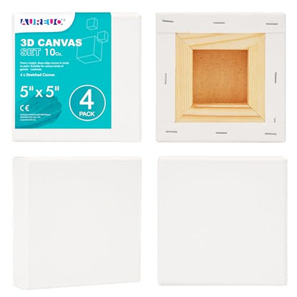 AUREUO 5x5 Inch Gallery Wrapped Canvas 1.5 Inch Depth 4 Pack - size: 5"x5" Gallery