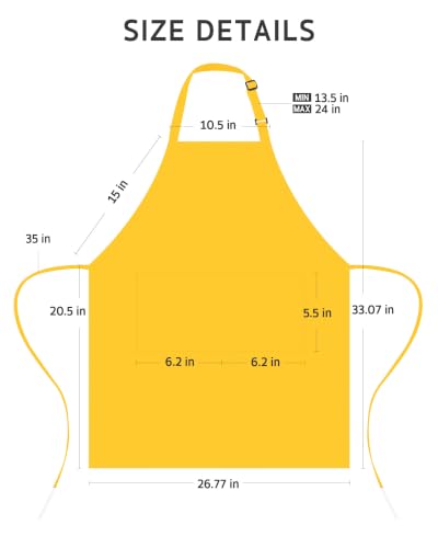 Syntus Chef Apron for Men Women with Pockets, Thick Grilling BBQ Apron - color: Yellow