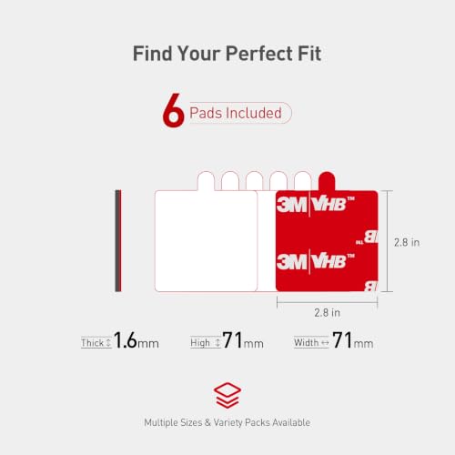 3M Double Sided Pads, Heavy Duty, 2.8" Square Adhesive Pad, 6 Pack - size: 2.8" x 2.8" (6 Pack), style: Square