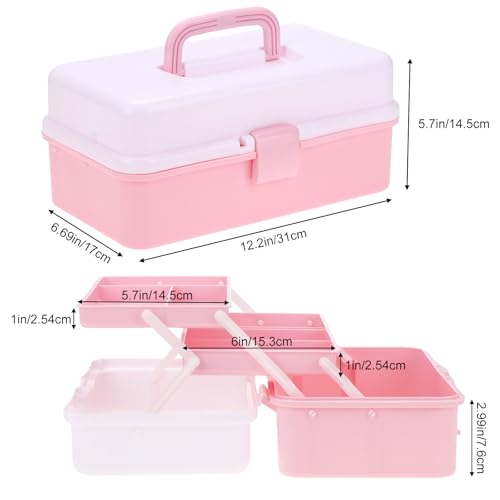 Hair Accessories Box,3-Layer Craft Tackle Art Tool Organizer Dusty Pink - color: Dusty Pink