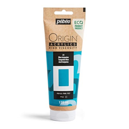 PEBEO Origin Acrylics 120ml Matte Acrylic Paint, Turquoise Blue - color: Turquoise Blue