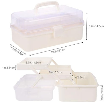 Tackle Box, 3-Layer Craft Sewing Medicine Art Hair Tool Organizer White - color: White
