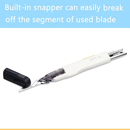Utility Knife, DAT Series-X Portable Box Cutter, Fine Point Arts and Crafts Blade for Precision Cutting, with 10 Blade Pieces (White, 1 Cutter 10 Blades) - size: 1 Cutter 10 Blades