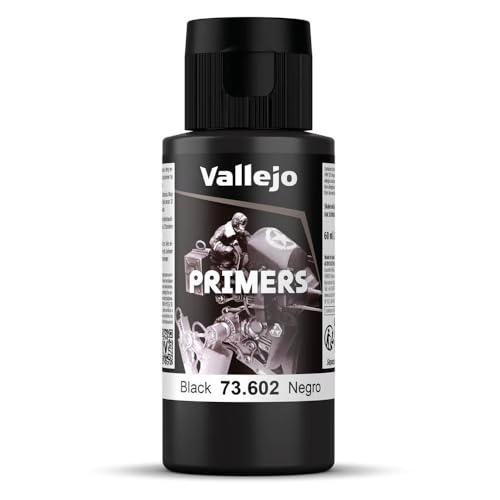 Vallejo - Surface Primer Color | Black Acrylic Primer 60 ml (2.02 fl.oz.) | Matte Finish and Fast Drying | Perfect for Airbrushing and Great Adhesion to Figurines and Scale Models - style: Black Primer 60 ml. (2.02 fl.oz.)
