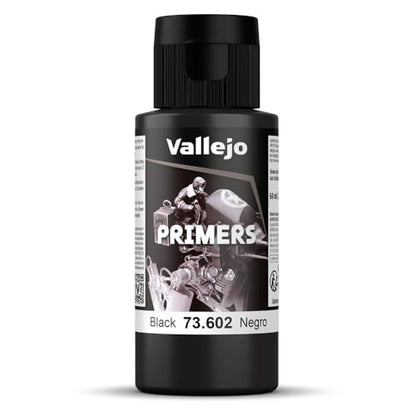 Vallejo - Surface Primer Color | Black Acrylic Primer 60 ml (2.02 fl.oz.) | Matte Finish and Fast Drying | Perfect for Airbrushing and Great Adhesion to Figurines and Scale Models - style: Black Primer 60 ml. (2.02 fl.oz.)