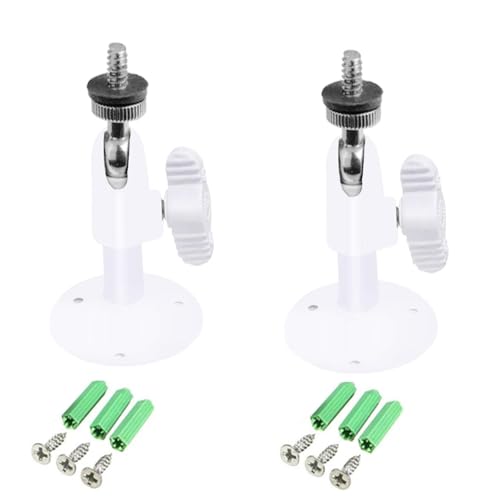 2 Pcs Wall Mount Round Base Flexible Bracket Stand for CCTV Camera Camcorder Universal Adjustment Monitoring Bracket (whitebracket) - size: (300)whitebracket