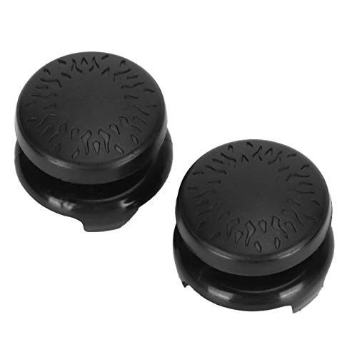 ASHATA 2Pcs Thumbstick Extender for Game Consoles, 3D Texture Thumb Grip Stick Joystick Thumbstick for 5 Controller (Black) - color: black