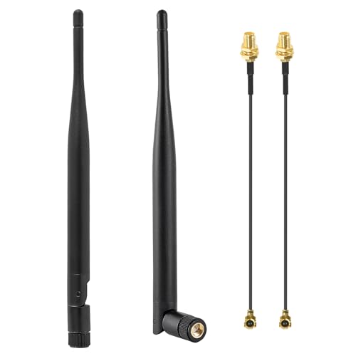 2Pcs 5dBi WiFi Antenna Male Bluetooth 915MHz LoRa Antenna with U.FL/IPEX to RF AdapterCable for USB Adapter Camera Video Surveillance WiFi Router Wireless Network Card