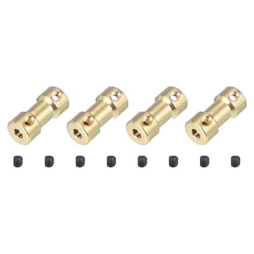 PATIKIL Shaft Coupling Joint 3.17mm to 5mm, 4 Pcs Brass Motor Shaft Coupler Extension Connector Rigid Sleeve Adapter Transmission Joint with M3 Screws for RC Car Airplane Tires Motor Robot - size: 3.17mm-5mm