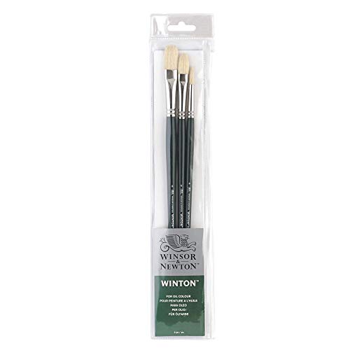 Winsor & Newton Winton Long Handle Brush (3 Pack) (Round 4, Filbert 6, Flat 8) - style: Pack of 3