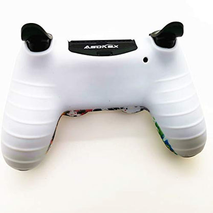 Silicone Skin Cover for Ps4 Controller (1pc Anti-Slip Case, 1 Pair L2 R2 Trigger Extender, 4pcs Thumb Grips,4pcs LED Light Bar Decal) Protector for DualShock PS4/ Slim/Pro Controller (Graffiti) - color: Graffiti