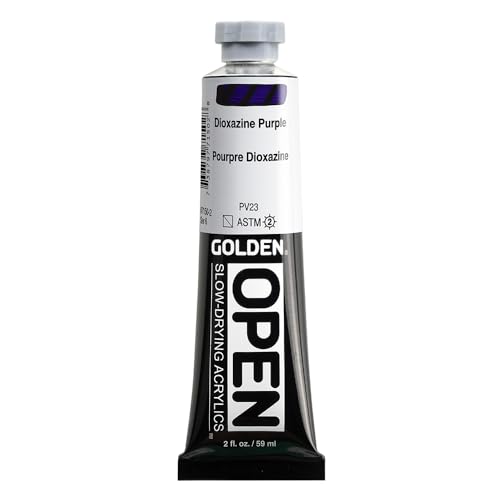 GOLDEN OPEN Slow-Drying Acrylics, Dioxazine Purple, 2 fl. oz. Tube - color: Dioxazine Purple, size: 2 Fl Oz (Pack of 1)