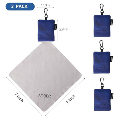 SEIBER Microfiber Eyeglass Cleaning Cloth with Neoprene Pouch,3PCS, Blue - color: Blue-(3pack)