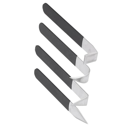 GBSCLOVER 4Pcs Pottery Trimming Tools, Stainless Steel Pottery Clay Trimming Tools, 5.9x0.74in Clay Trim Tool Set with Rubber Handle for Engraving, Shaping, Styling Sculpture