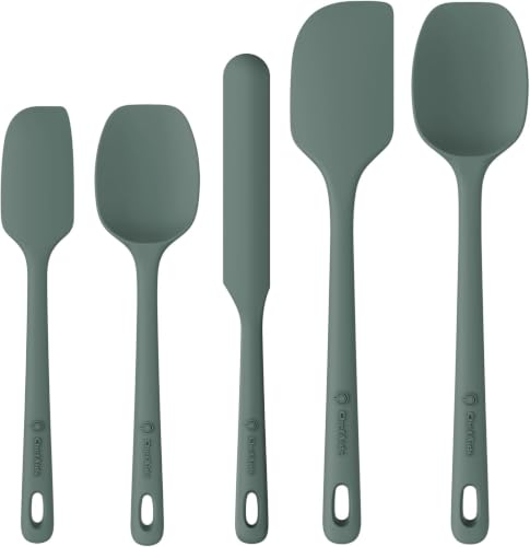 ChefAide 5 Pieces Silicone Spatulas Set, Heat Resistant Rubber Spatula - color: Dried Thyme, size: 5 pieces