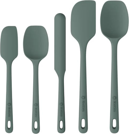 ChefAide 5 Pieces Silicone Spatulas Set, Heat Resistant Rubber Spatula - color: Dried Thyme, size: 5 pieces