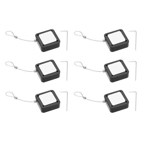 PATIKIL Retractable Remote Control Cable Tether (3.3ft / 1M, Black)(6 Set) Square Remote Control Security Lanyard Lock Adjustable Locking Leash with Rope Locks, Suit for - TV/Tablets - color: Black, size: 3.3ft