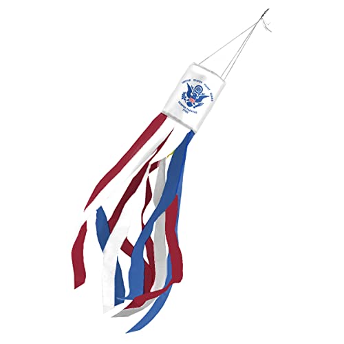 AGAS Coast Guard 60 inch Windsock Printed Single Sided on Outdoor Heavy Duty Nylon US Military Service Hanging Decoration Windsocks for Yard Military Yard Décor - Clip for Hanging. - color: United States Coast Guard Windsocks