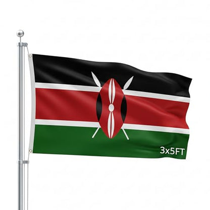 SSK® Kenya Outdoor Flag - Large 3' x 5', Weather-Resistant Polyester - color: Kenya
