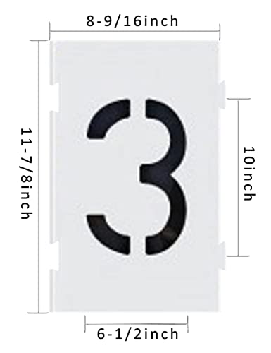 Deezio Reusable Large Numbers Interlocking Stencil Kit, 0123456789 on 10 Separate Sheets (10 inch) - size: 10 inch