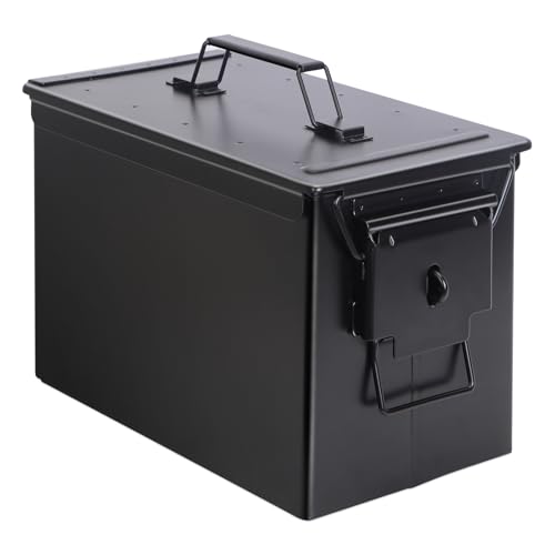 Ammo Can & Ammo Case, Fireproof & Waterproof Metal Storage Box - Perfect for Ammo, Lithium Batteries & RC Car Batteries (Without Lock, Black-13 * 7.2 * 9") - color: Black-13×7.2×9", style: Without Lock