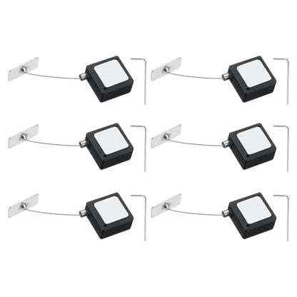 PATIKIL Retractable Remote Control Cable Tether (3.3ft / 1M, Black)(6 Set) Square Remote Control Security Lanyard Lock Adjustable Locking Leash with Iron Cap, Suit for - TVs/Tablets - color: Black