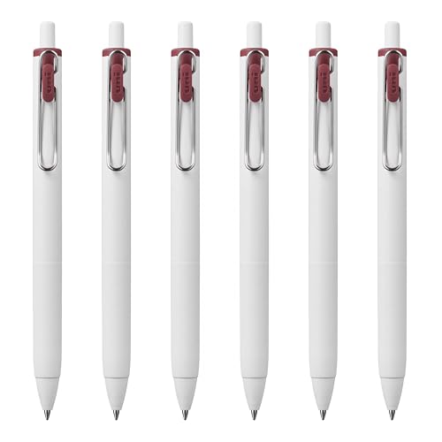 Uni-Ball one Retractable Gel Pens, Medium Point (0.7mm),Bordeaux Black Ink, 6 Pens - color: Bordeaux Black, style: Medium