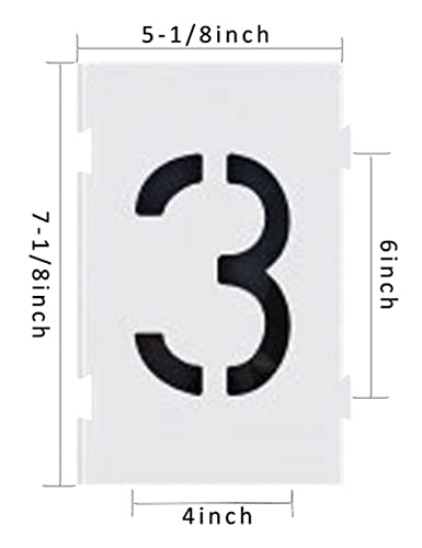 Deezio Pavement Stencils - 6 Inch Numbers Interlocking Stencil Set, Curb and Median Templates, Pro-Grade Material Thicknesses - size: 6 inch
