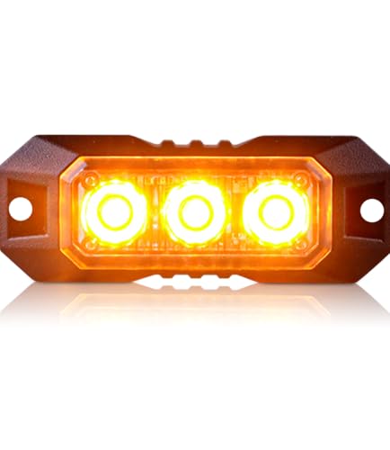 1PCS 3 LED Amber Strobe Lights for Trucks Vehicles Cars - color: Yellow, size: 3LED-1PCS