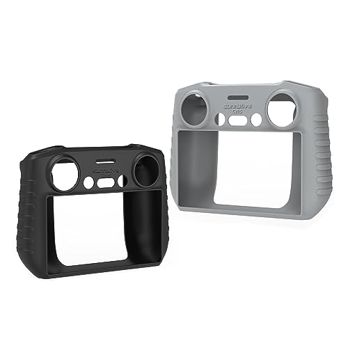 Silicone Case For DJI RC 2 Screen Remote Control, Protective Silicone Cover Case/With Sun Hood Drone Remote Control Accessories (Black) - color: Black