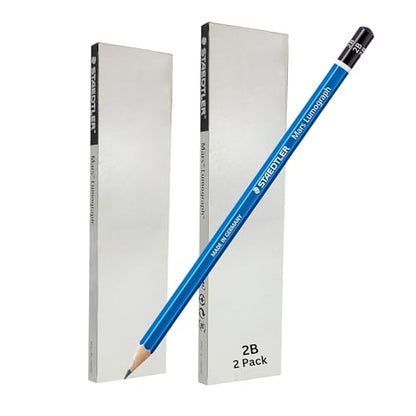 STAEDTLER Mars Lumograph 2B Graphite Art Drawing Pencil, 6 Pencils - size: 6 Count (Pack of 2)