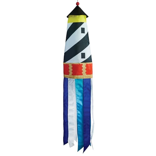 In the Breeze 4665 — 3D Lighthouse Windsock — Hanging Outdoor Beach Decoration for Yards, Gardens - style: Lighthouse