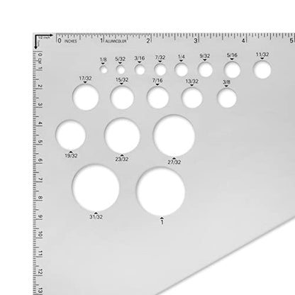 Alumicolor Aluminum 12 Inch Calibrated Drafting Triangle, 30/60/90 Degree