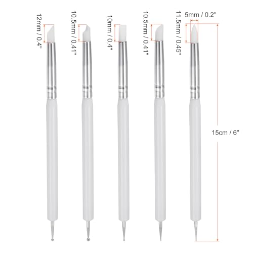 HARFINGTON 5 Pcs Silicone Clay Sculpting Tool Double-Ended Rubber Tip White - color: White