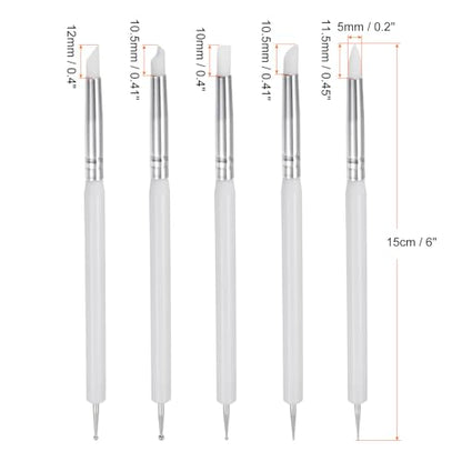 HARFINGTON 5 Pcs Silicone Clay Sculpting Tool Double-Ended Rubber Tip White - color: White