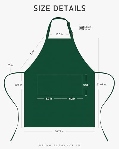 Syntus Chef Apron for Men Women with Pockets, Thick Grilling BBQ Apron - color: Dark Green
