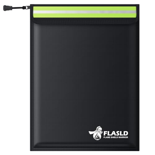 FLASLD Fireproof Document & Money Bags, Large Fireproof & Water Resistant Bag, Fireproof Folder Safe Bag for Cash, Valuables & Passport, with Silicone Coating & Zipper Closure (Document Bag-15x11”) - color: Document Bag-15x11”
