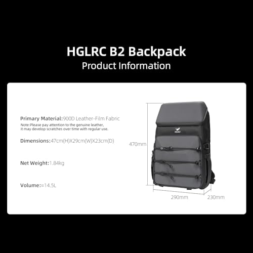 HGLRC B2 FPV Drone Backpack Case Shoulder Bag for FPV Racing Quadcopter Drone and Parts (Black-grey)