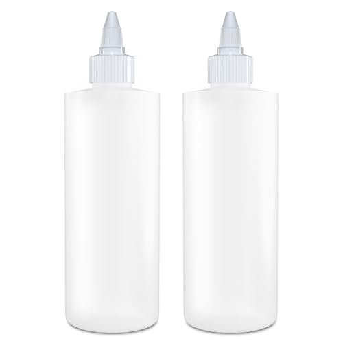 BRIGHTFROM Twist Top Applicator Bottles, Squeeze 8 OZ Empty Plastic Bottles, Refillable, Open/Close Nozzle - Hair Coloring/Multi Purpose (Pack of 2)