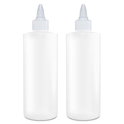 BRIGHTFROM Twist Top Applicator Bottles, Squeeze 8 OZ Empty Plastic Bottles, Refillable, Open/Close Nozzle - Hair Coloring/Multi Purpose (Pack of 2)