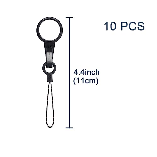 YOUOWO 10Pcs Black Lanyards Finger Ring Plastic Strap Detachable - color: 10 Pcs Finger Ring Plastic Lanyard