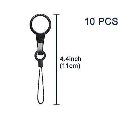 YOUOWO 10Pcs Black Lanyards Finger Ring Plastic Strap Detachable - color: 10 Pcs Finger Ring Plastic Lanyard