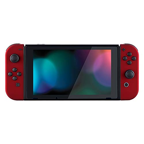 eXtremeRate DIY Replacement Shell Buttons for Nintendo Switch & Switch OLED, Scarlet Red Soft Touch Custom Housing Case with Full Set Button for Joycon Handheld Controller - Console Shell NOT Included - color: Scarlet Red