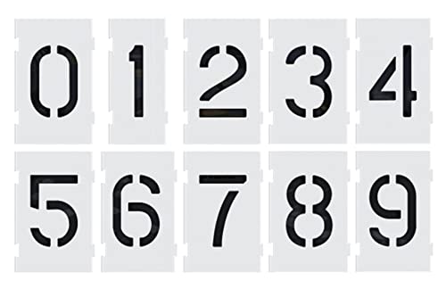 Deezio Reusable Large Numbers Interlocking Stencil Kit, 0123456789 on 10 Separate Sheets (10 inch) - size: 10 inch